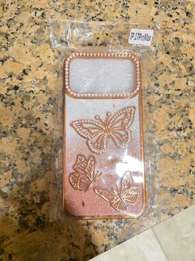 Orange Badazzled Butterfly Glitter Phone Case for iPhone 17 Pro Max